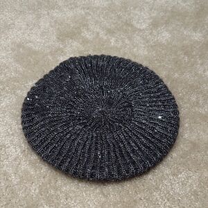 Grey Sequin Winter Beret